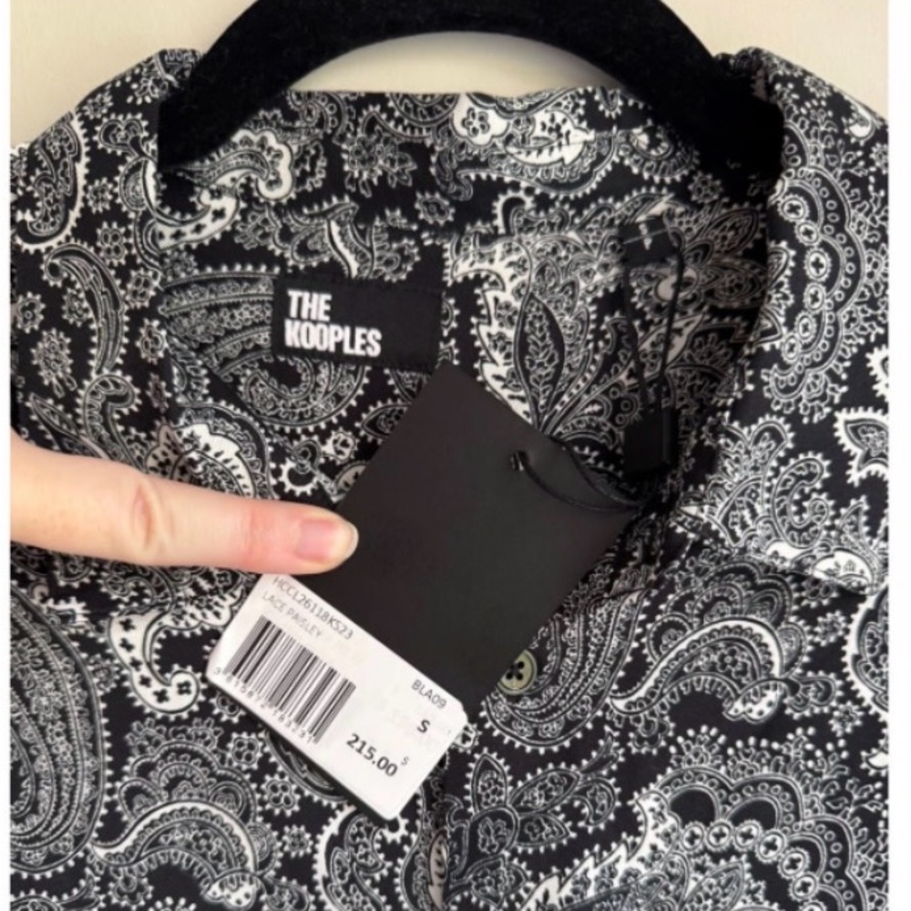 The Kooples Black and Gray Lace Paisley Shirt… XS